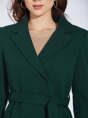 Latin Quarters Women's Emerald Green Wool Blend Lapel Coat