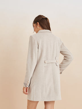 Latin Quarters Women'S Beige Collar Neck Full Sleeves Solid Casual Coat