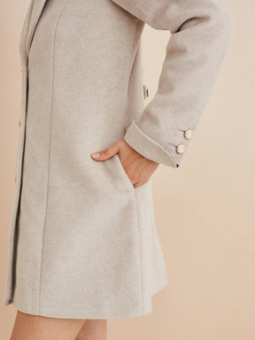 Latin Quarters Women'S Beige Collar Neck Full Sleeves Solid Casual Coat