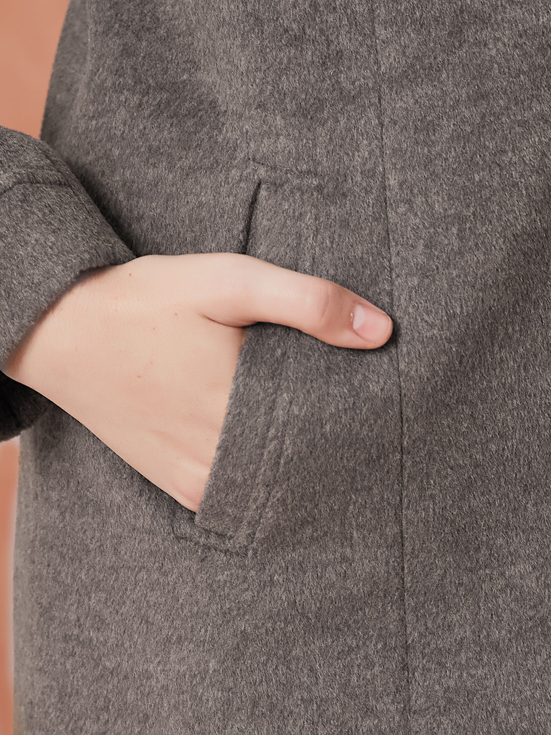 Latin Quarters Women's Brown Full Sleeves Solid Collar Neck Casual Coat