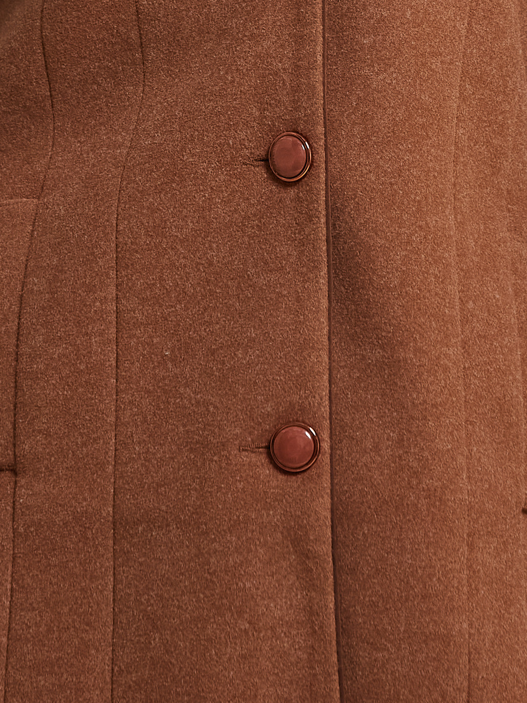 Latin Quarters Women's Brown Solid Lapel Collar Full Sleeve Casual Coat