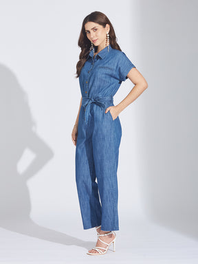 Latin Quarters Women's Blue Denim Jumpsuit