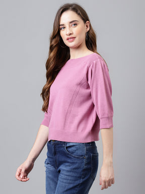 3/4 Sleeves Pink Sweater Top