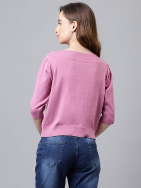 3/4 Sleeves Pink Sweater Top