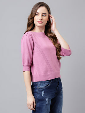 3/4 Sleeves Pink Sweater Top