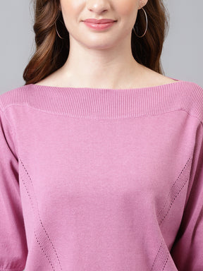 3/4 Sleeves Pink Sweater Top