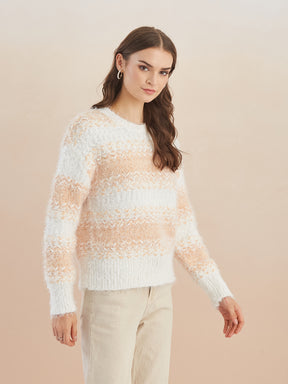 Latin Quarters Women's White Full Sleeves Round Neck Knitted Casual Regular Sweater