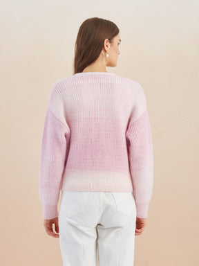 Latin Quarters Women'S Pink V-Neck Full Sleeves Solid Casual Cardigan