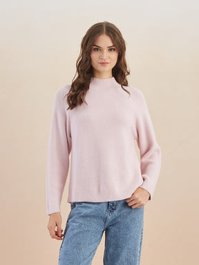 Latin Quarters Women'S Pink Turtle Neck Full Sleeves Solid Casual Sweater