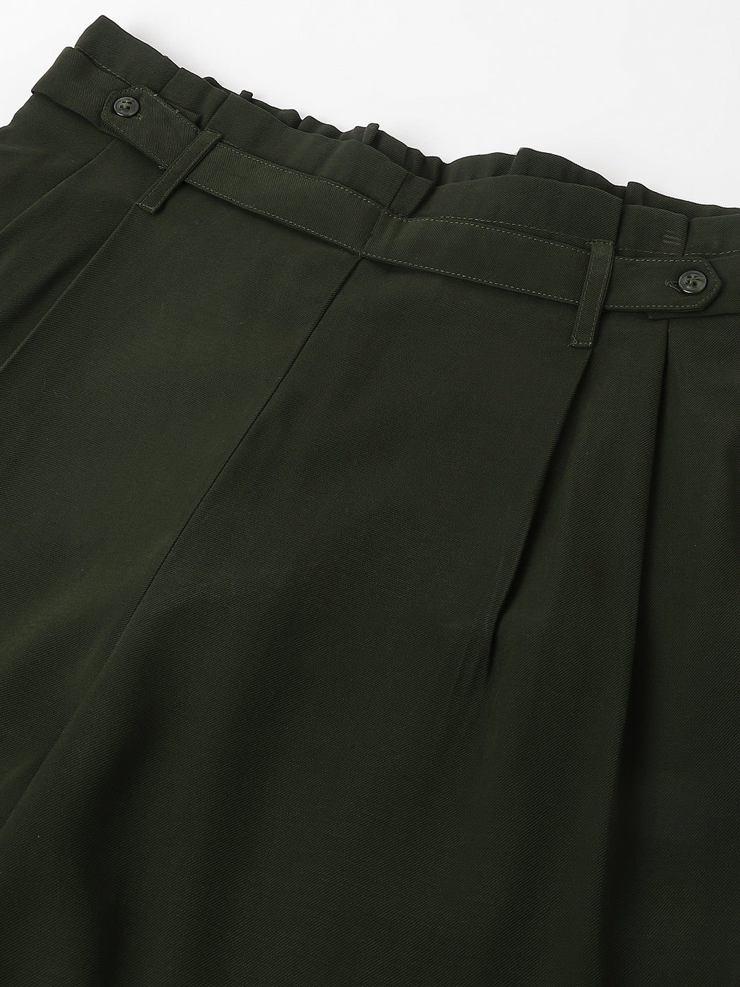 Green Solid Straight Pant