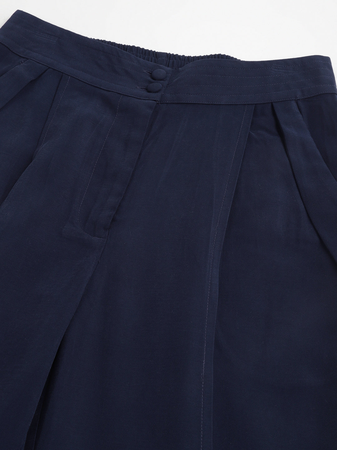 Blue Navy Solid Long Straight Pant