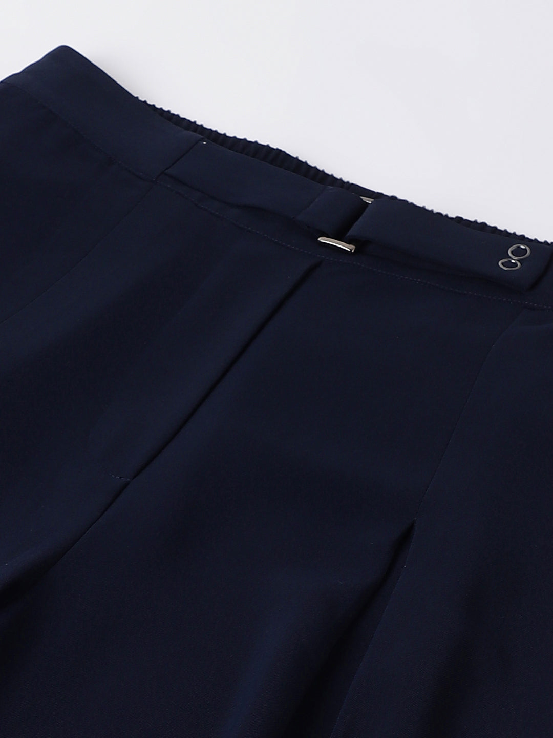Blue Navy Solid Straight Pant