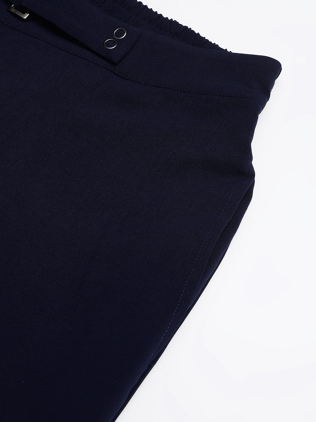 Blue Navy Solid Straight Pant
