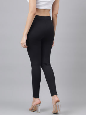 Women Black Slim-Fit Solid Jegging