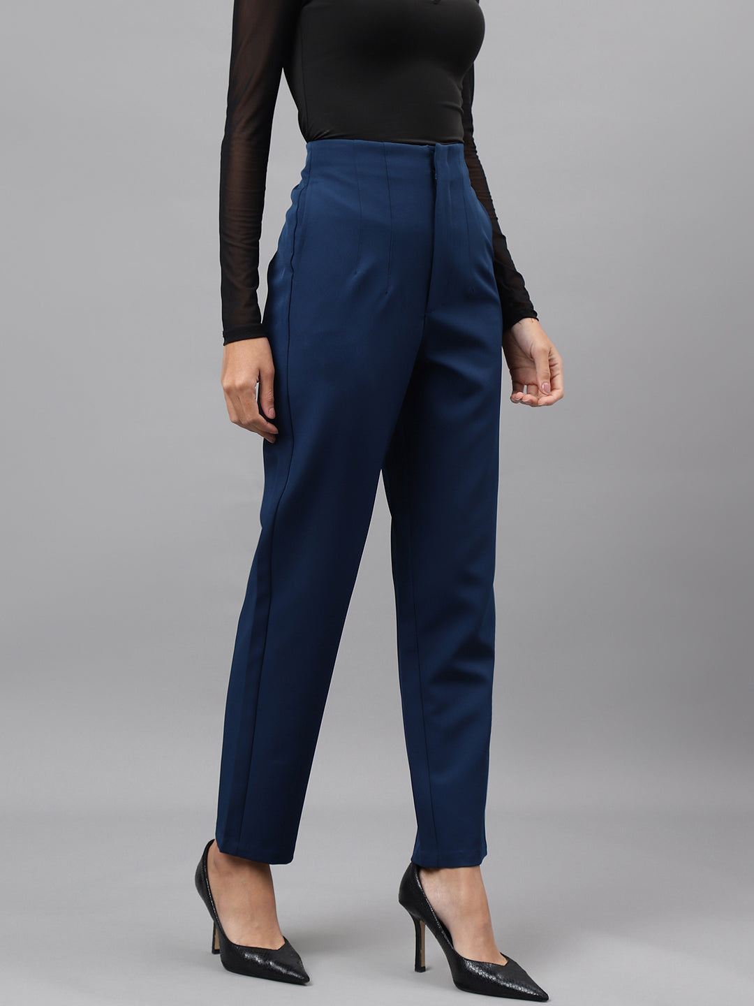 Teal Solid Straight Pant