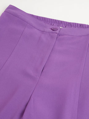 Women Lavender Solid Straight Pant