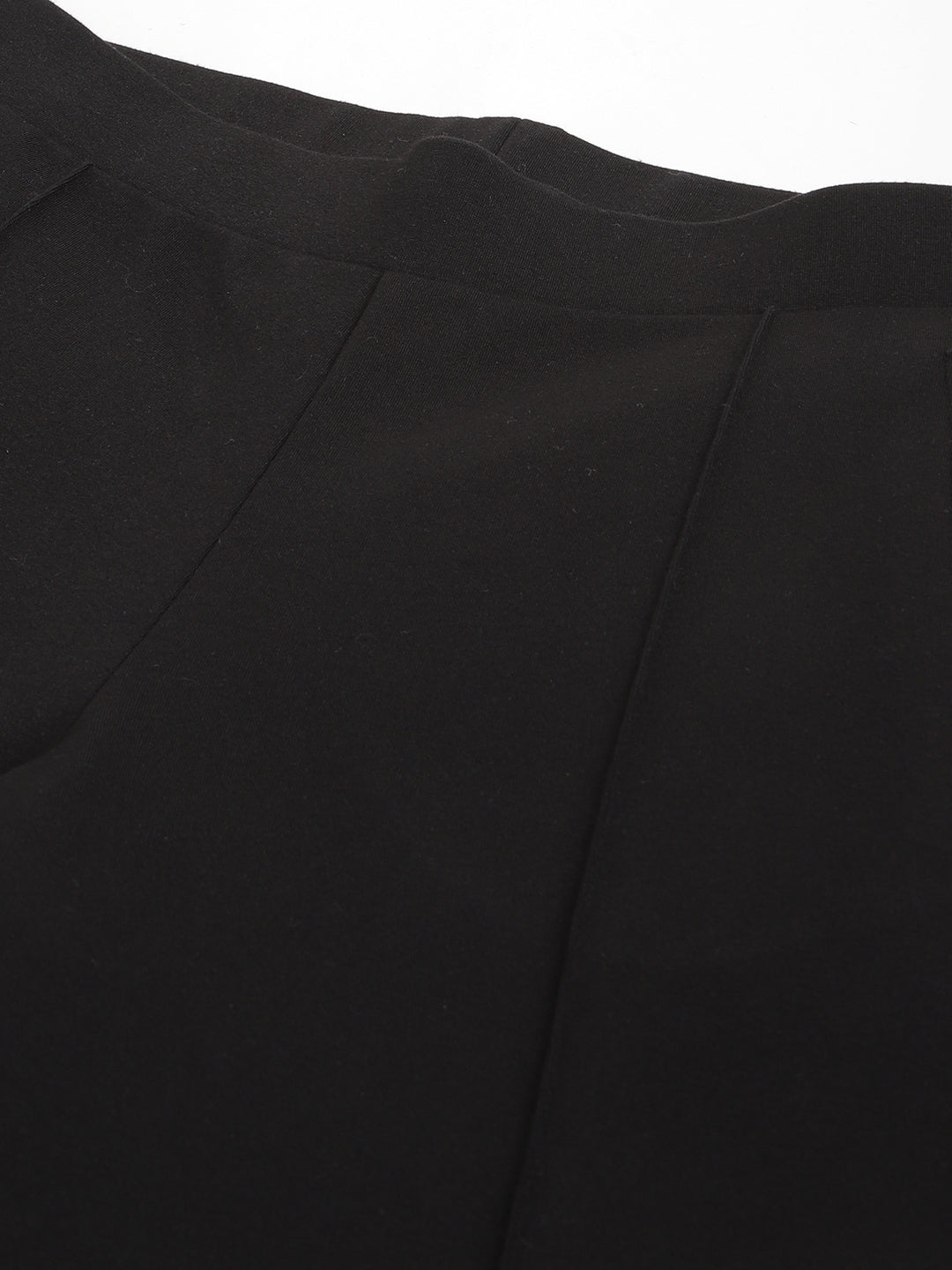 Latin Quarters Women's Black Casual Solid Ankle Length Flared Trouser