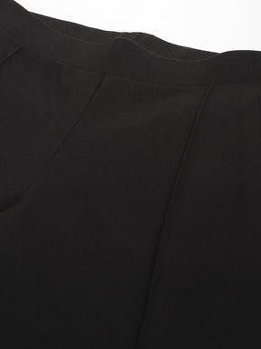 Latin Quarters Women's Black Casual Solid Ankle Length Flared Trouser