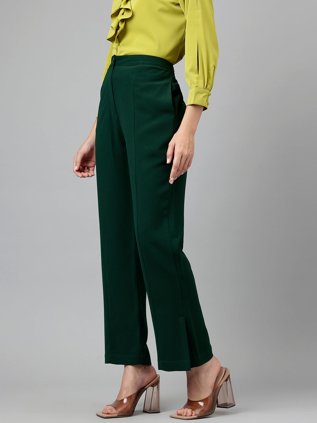 Ankle Length Solid Dark Green Pants Ankle Length Solid Dark Green Pants