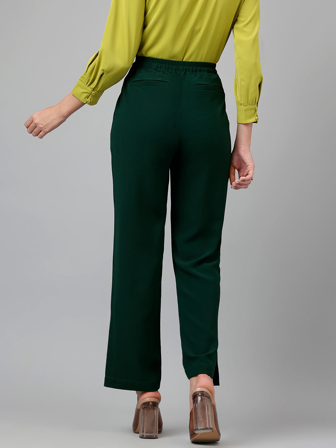 Ankle Length Solid Dark Green Pants Ankle Length Solid Dark Green Pants