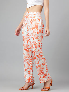 Full Length Floral Print Casual Pants