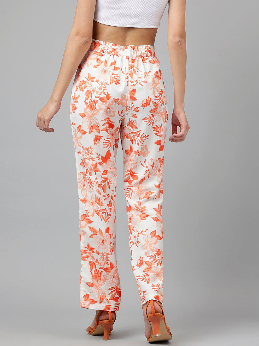 Full Length Floral Print Casual Pants