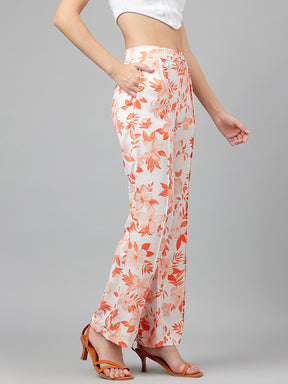 Full Length Floral Print Casual Pants