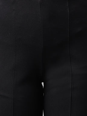 Latin Quarters Women's Black Solid High Rise Casual Trouser