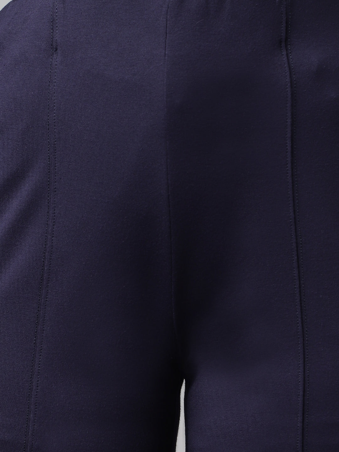 Latin Quarters Women's Blue Solid High Rise Casual Trouser