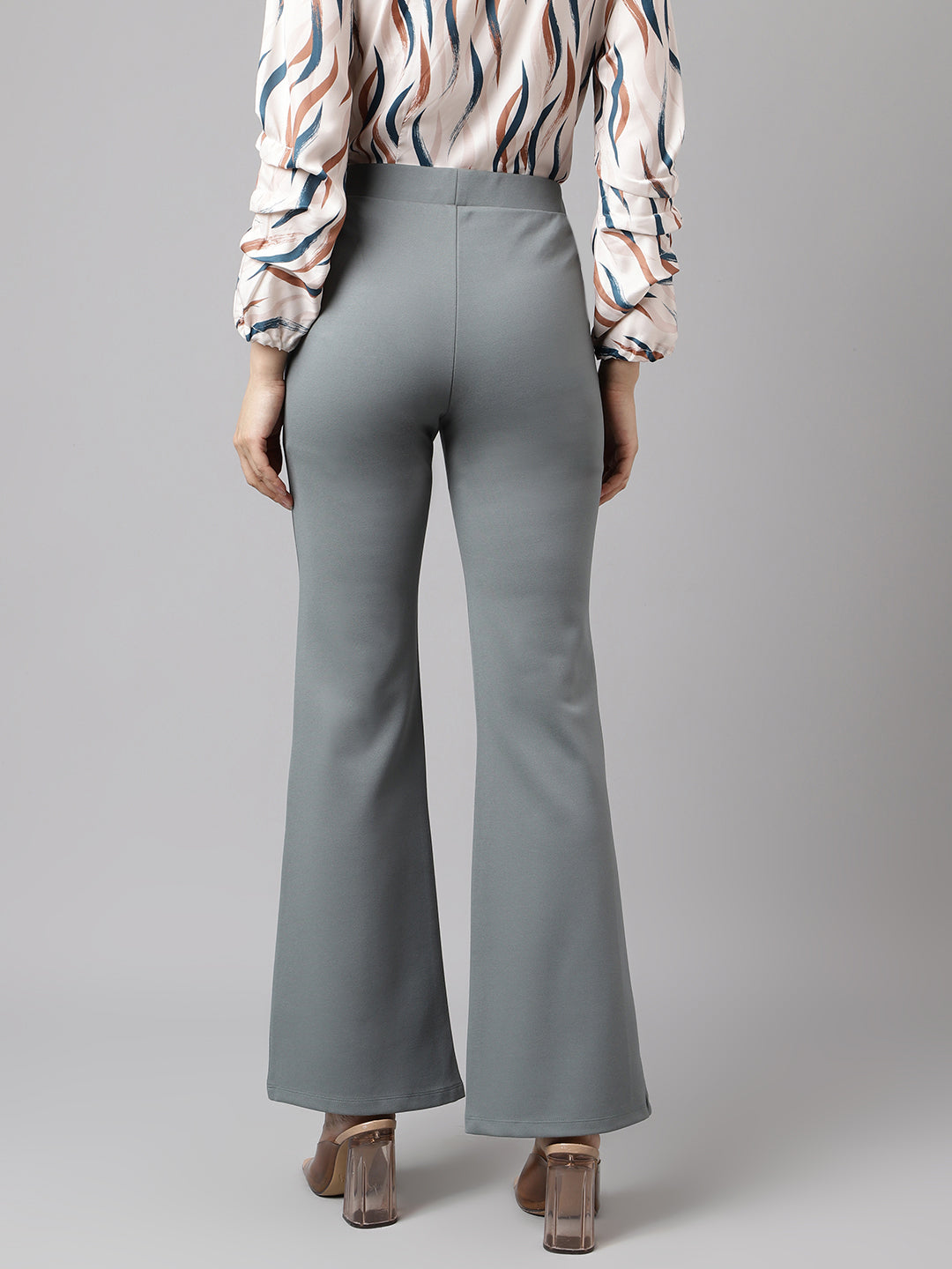 Latin Quarters Women Light Green Solid High Rise Casual Trouser