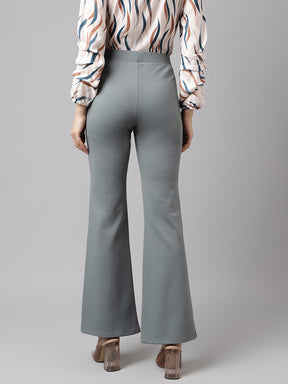 Latin Quarters Women Light Green Solid High Rise Casual Trouser
