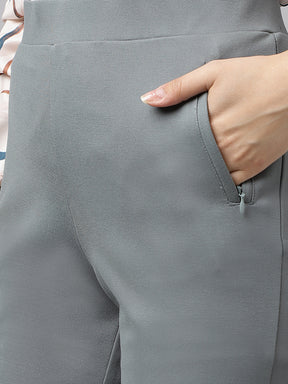 Latin Quarters Women Light Green Solid High Rise Casual Trouser