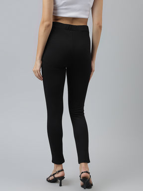 Latin Quarters Women'S Black Solid Skinny Fit High Rise Casual Jegging