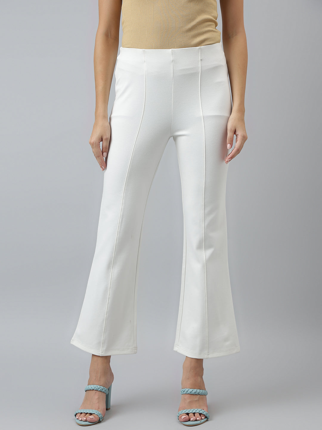 Solid Casual White Pants