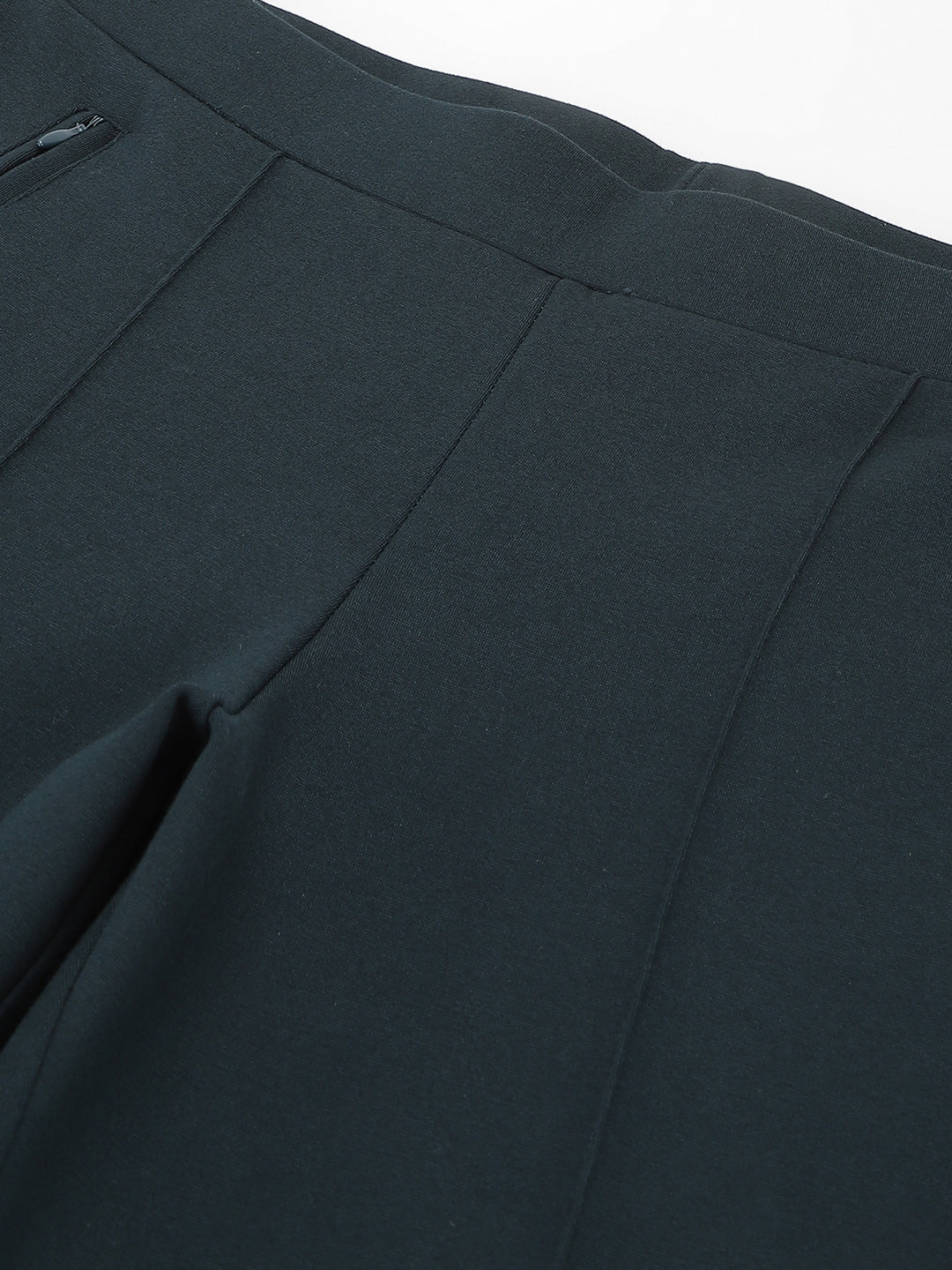 Green Solid High Rise Trousers For Casual Wear