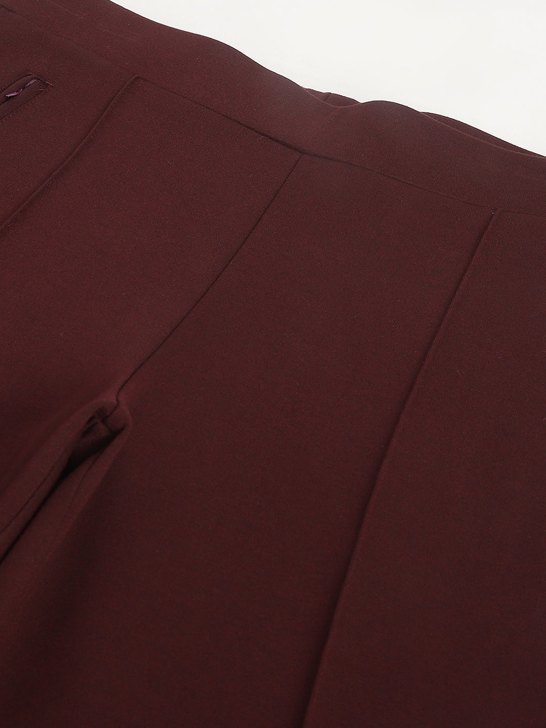 Latin Quarters Women's Maroon Casual Solid Ankle Length Flared Trouser