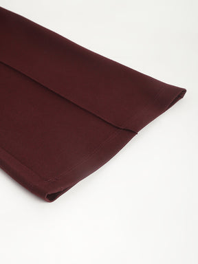 Latin Quarters Women's Maroon Casual Solid Ankle Length Flared Trouser