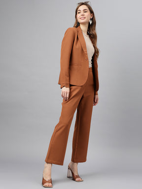 Latin Quarters Women'S Brown Solid Straight High Rise Formal Pant