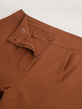 Latin Quarters Women'S Brown Solid Straight High Rise Formal Pant