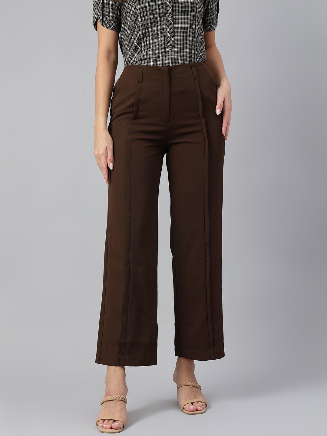 Versatile Brown Solid Casual Pants for Effortless Everyday Style