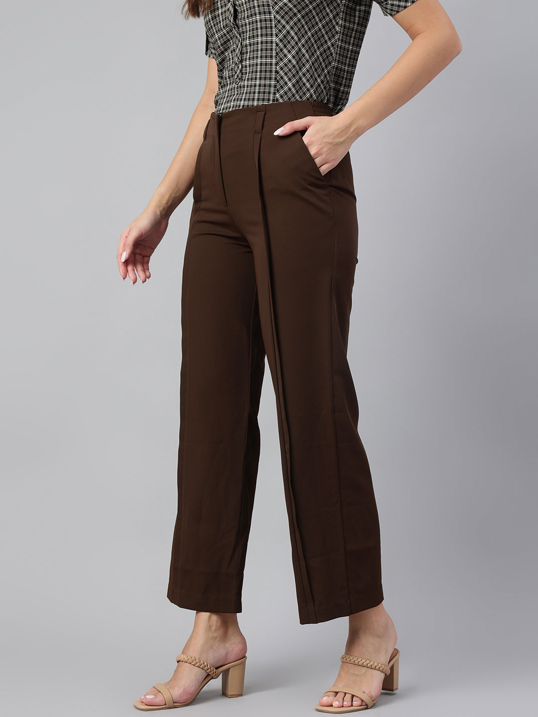 Versatile Brown Solid Casual Pants for Effortless Everyday Style