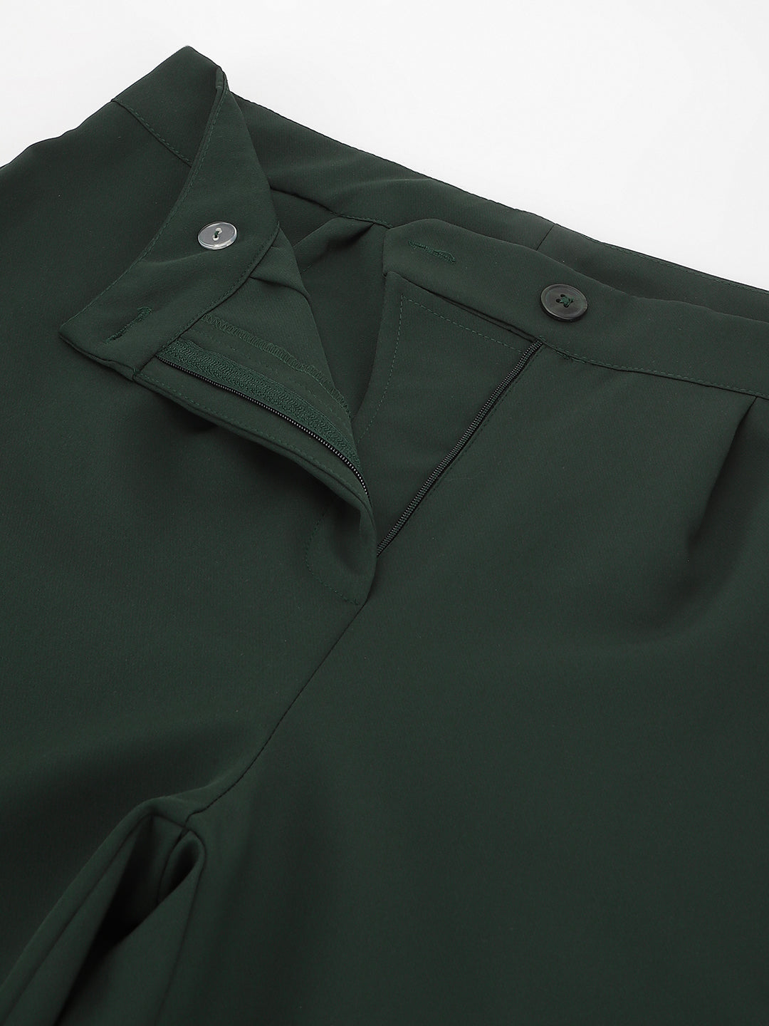 Latin Quarters Women'S Green Solid Straight High Rise Formal Pant