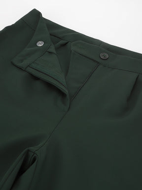 Latin Quarters Women'S Green Solid Straight High Rise Formal Pant