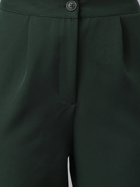 Latin Quarters Women'S Green Solid Straight High Rise Formal Pant