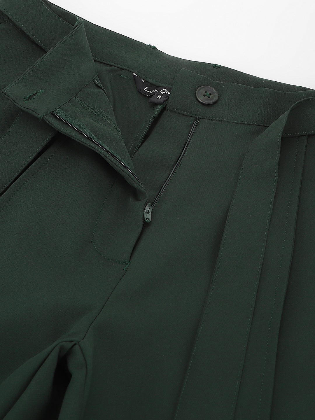 Latin Quarters Women'S Green Solid Skinny High Rise Formal Pant