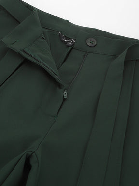 Latin Quarters Women'S Green Solid Skinny High Rise Formal Pant