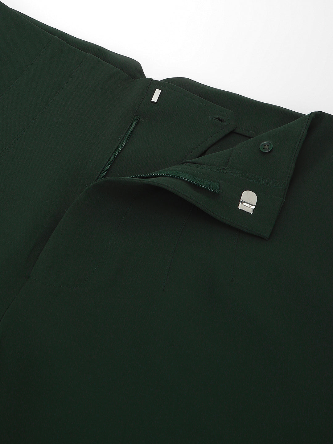 Latin Quarters Women'S Green Solid Mom Fit Formal Trouser