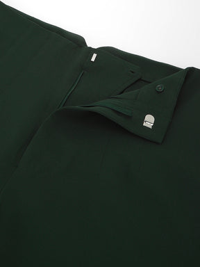 Latin Quarters Women'S Green Solid Mom Fit Formal Trouser