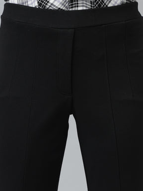 Latin Quarters Women Black Solid High Rise Casual Trouser