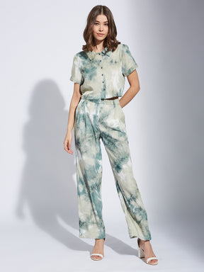 Latin Quarter Women Green Printed High Rise Trouser Pant For Casual Wear